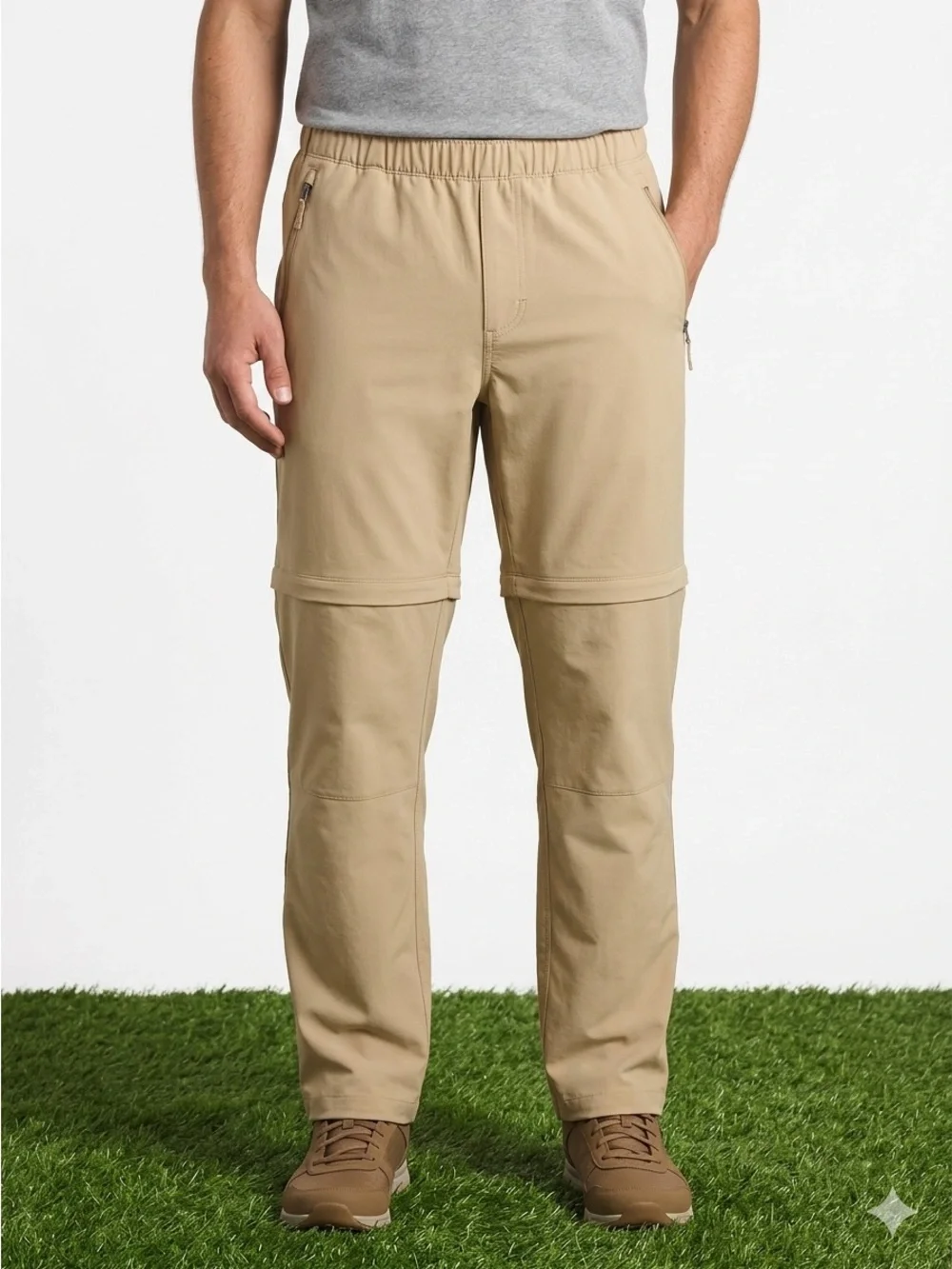The North Face Mens Convertible Hiking Pants Tan Khaki Zip Off Stretch Small